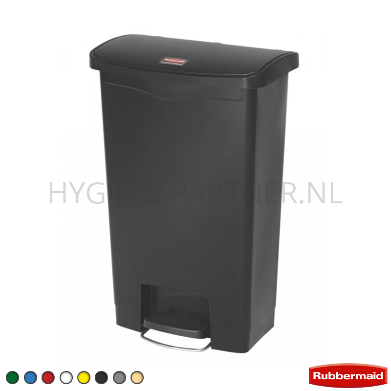 BA011154-90 Rubbermaid Slim Jim Step-on afvalbak kunststof front step 50 liter zwart