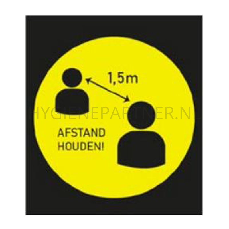 BI251149-60 Mat vinyl ''Afstand houden 1,5 m!'' 65x75 cm zwart/geel