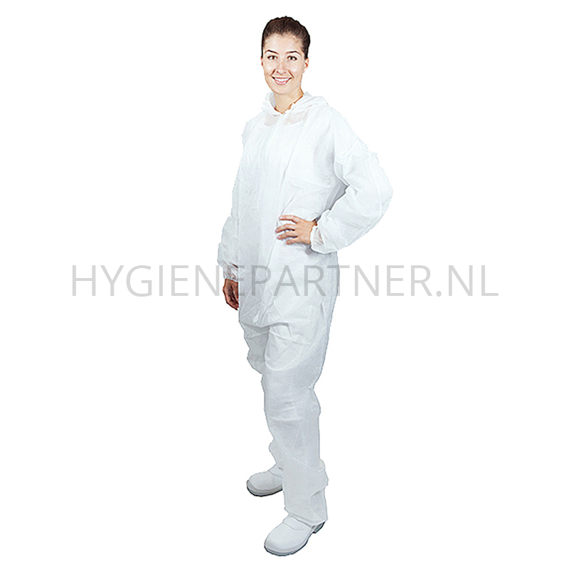 DI051037-50 Disposable overall met kraag en rits non-woven polypropyleen