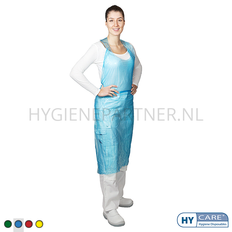 DI251001-30 Hycare disposable schort 20 mu polyethyleen 80x125 cm los in verpakking blauw