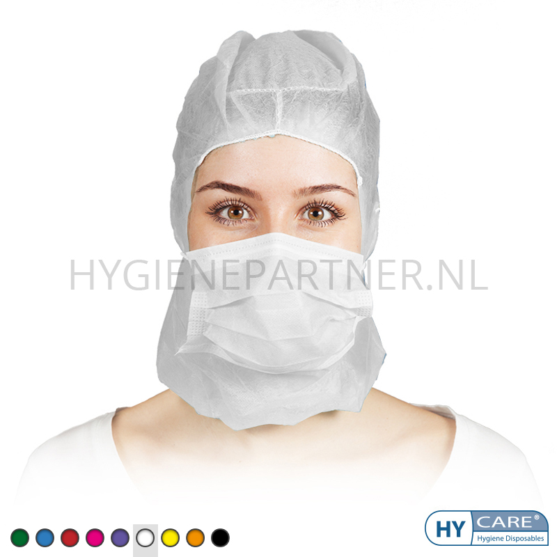 DI991003-50 Hycare disposable astrocap 2-laags mondmasker non-woven polypropyleen wit