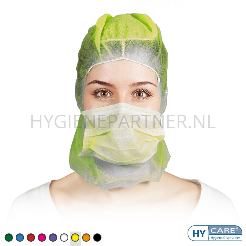 DI991003-60 Hycare disposable astrocap 2-laags mondmasker non-woven polypropyleen geel