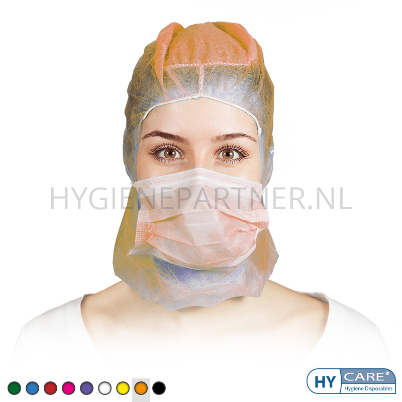 DI991003-70 Hycare disposable astrocap 2-laags mondmasker non-woven polypropyleen oranje