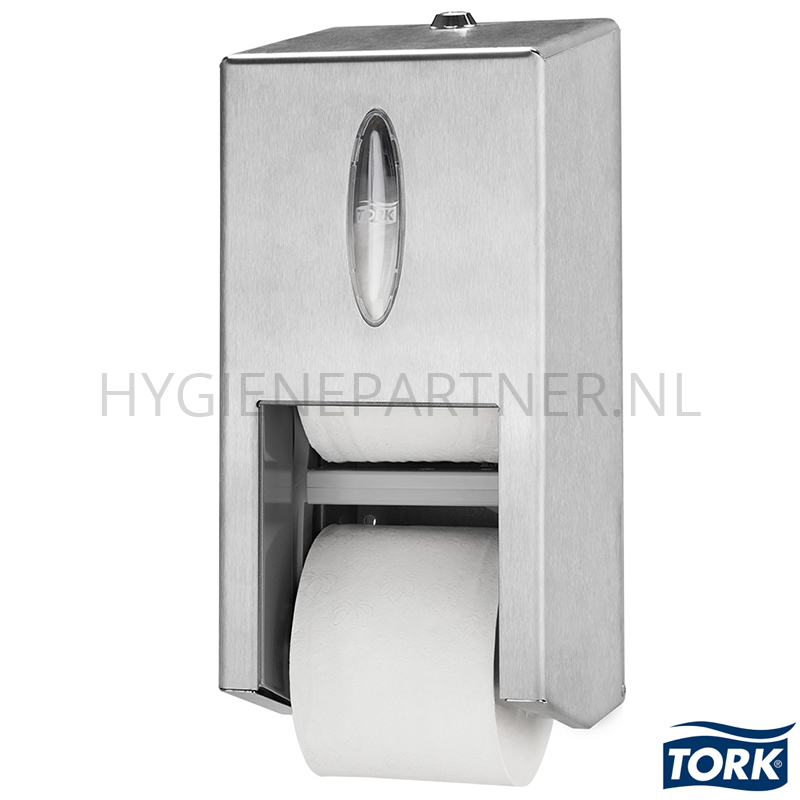 DP101039 Tork 472019 Twin Hulsloos Mid-size toiletpapier dispenser RVS T7