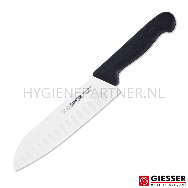 MT081002-90 Koksmes Santoku inkepingen Giesser 8269 wwlk lemmet 18 cm zwart