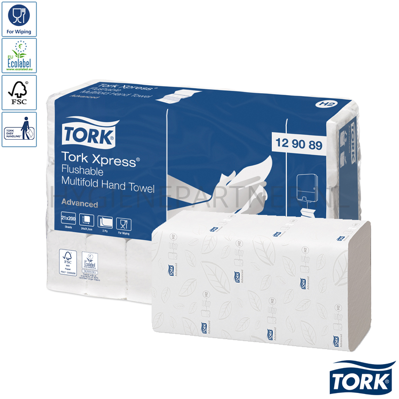 PA101017 Tork Xpress Multifold handdoekpapier 2-laags oplosbaar H2 wit