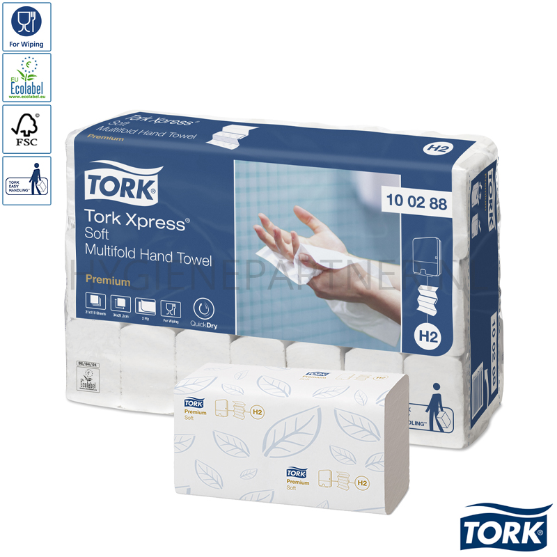 PA101022 Tork Xpress handdoekpapier Multifold 2-laags H2 Premium wit
