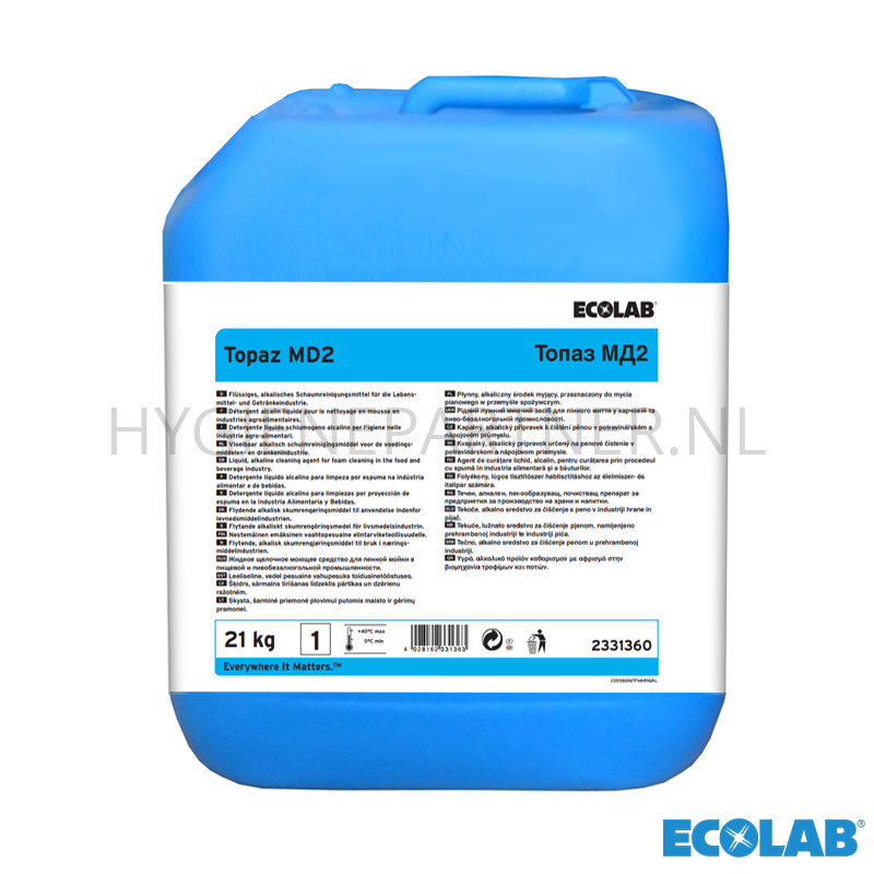 RD051095 Ecolab Topaz MD2 vloeibaar alkalisch reinigingsmiddel jerrycan 21 kg (B)
