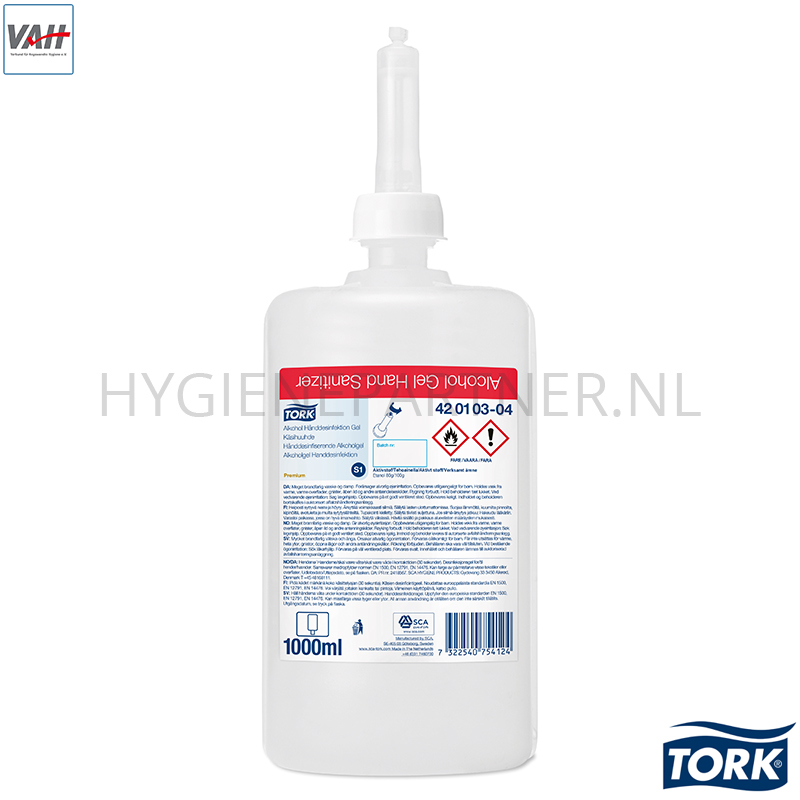 RD601111 Tork Alcohol Gel voor handdesinfectie Biocide S1 1000 ml