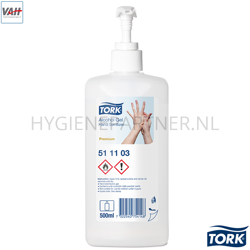 RD601171 Tork Alcohol Gel voor handdesinfectie Biocide S1 500 ml