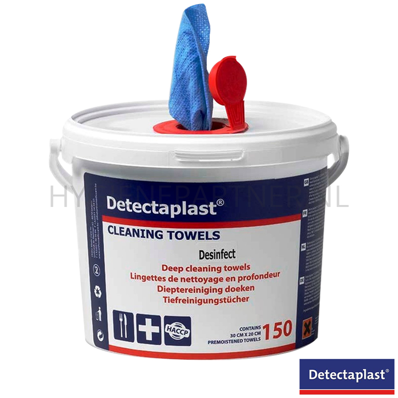 RD801017 Detectaplast Cleaning Towels reiniging- en desinfectiedoekjes blauw emmer 150 st