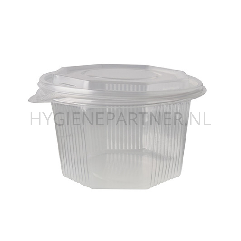 SA101045 Verpakkingsbeker met deksel 8-hoekig PP 1 liter transparant