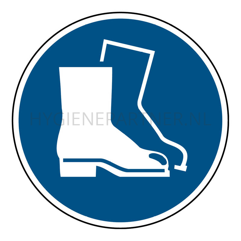 SB051603 Sticker veiligheidsschoenen verplicht M008 rond
