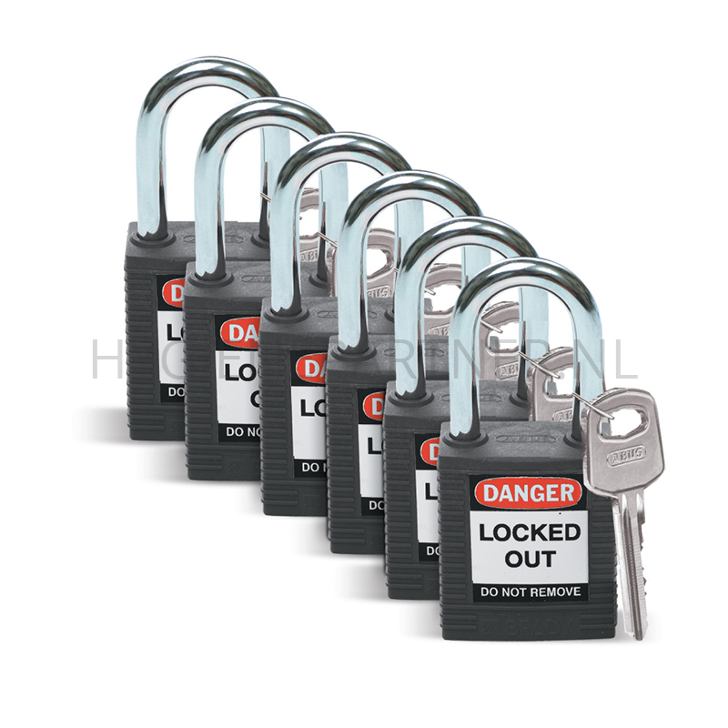 SB451001-90 Veiligheidshangslot standaard gehard staal 38 mm zwart