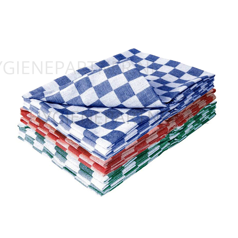 WM701034-30 Theedoek geblokt 70x70 cm blauw