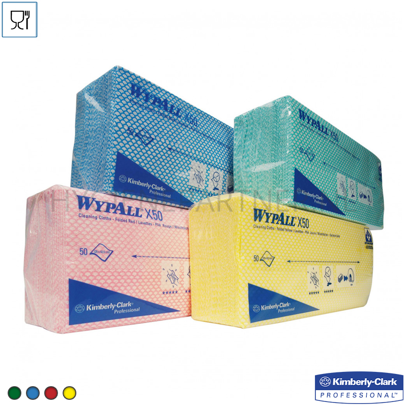 WM701047-30 Kimberly-Clark WypAll X50 poetsdoeken 416x245 mm blauw