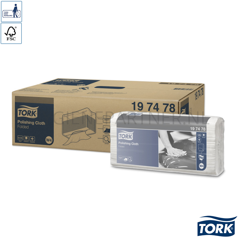 WM701127-50 Tork reinigingsdoeken Polishing gevouwen W4 wit