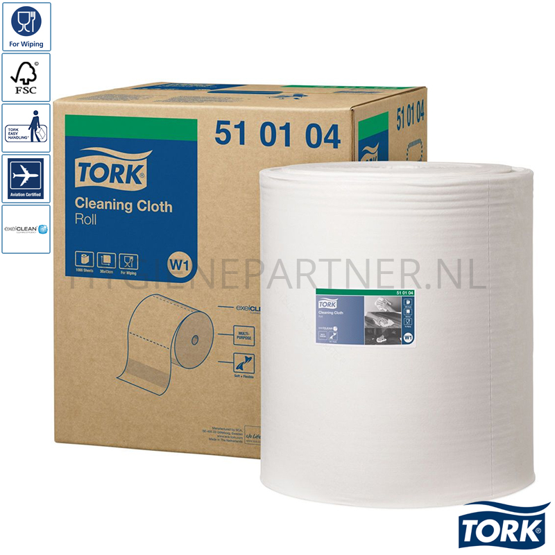 WM701128-50 Tork poetsdoekrol Cleaning Rol W1 wit