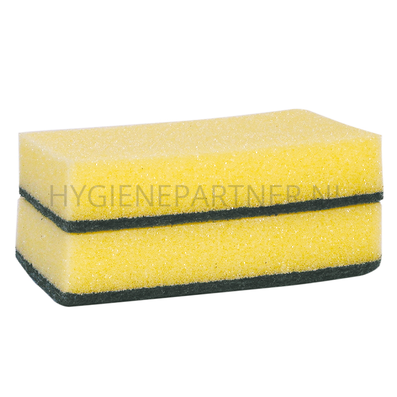 WM751002 Schuurspons geel met groen 140x95x28 mm